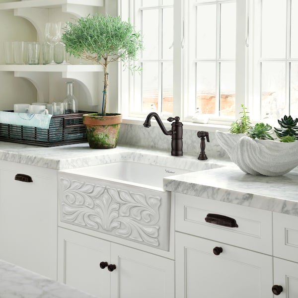 Whitehaus Sgl Lever Faucet W/ Traditional Swivel Spout And Brass Side Spray, Brnz WHKTSL3-2200-NT-ORB - main